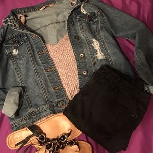 Rue 21 L Distressed Jean Jacket